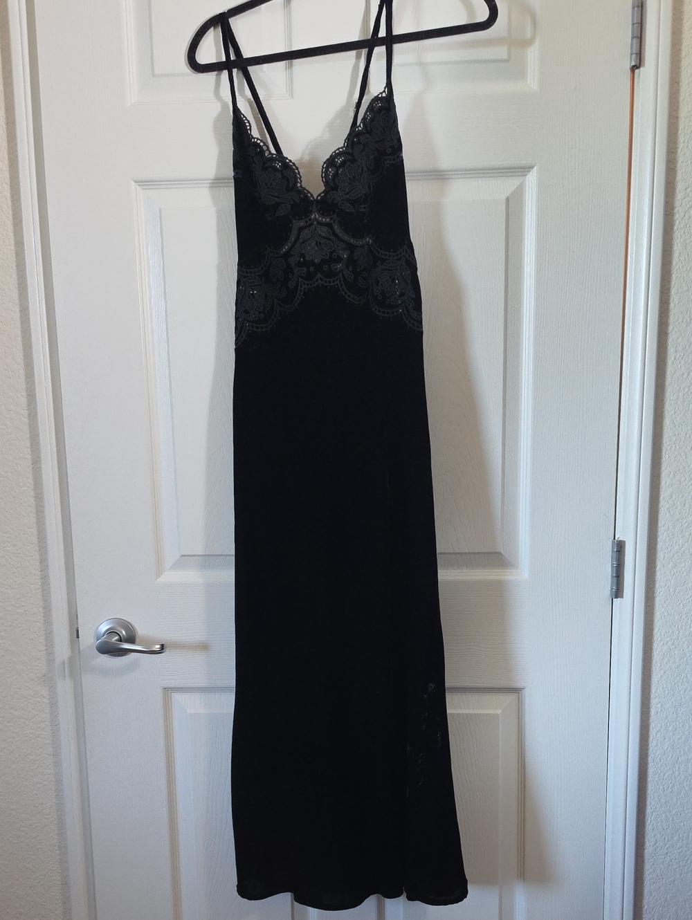 Farm Rio Black Velvet Lace Dress